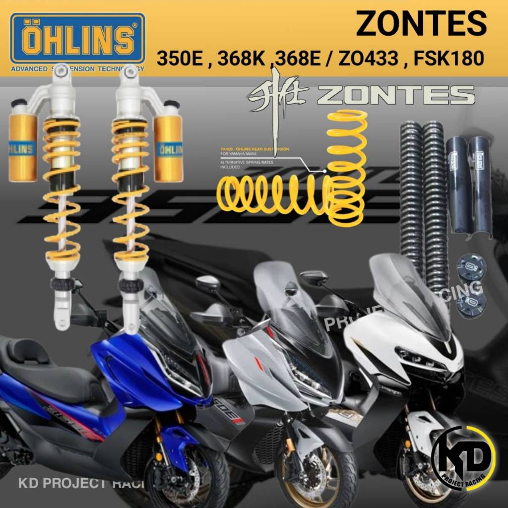 ส่งฟรี🚩โช๊คหลัง Ohlins ZONTES 350E,368E,368K รหัส ZO433 (367.5MM และ )สปิงโช๊คหน้า FSK180 2024-26