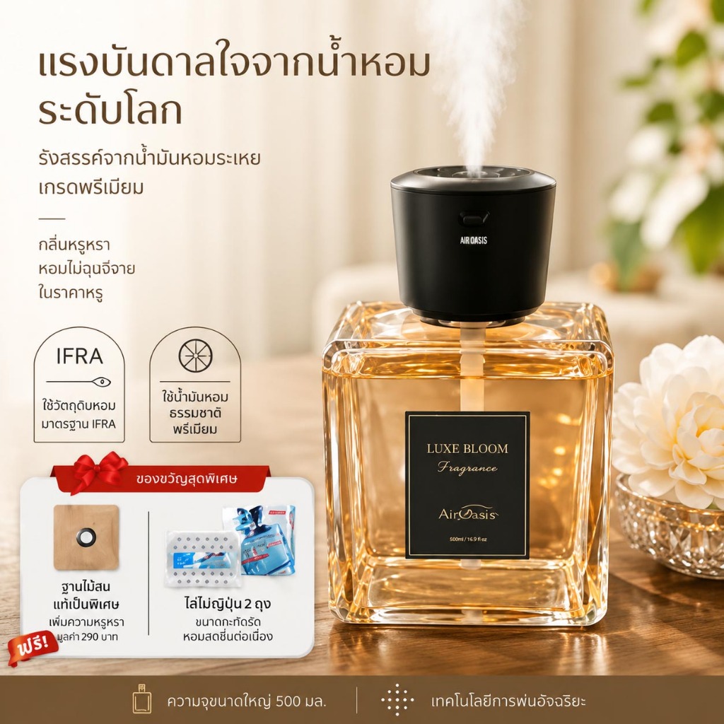 เครื่องพ่นน้ำหอมอัจฉริยะ | กลิ่นโรงแรม 5 ดาว พรีเมียม | พ่นละอองนาโนอัตโนมัติ กระจายกลิ่นทั่วบ้าน | เปลี่ยนบ้านให้หรูหรา
