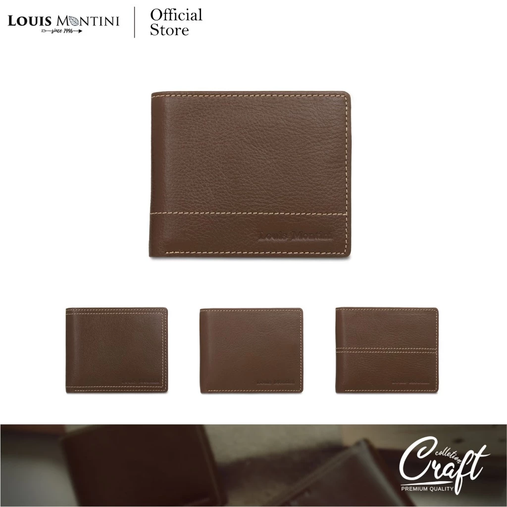 [ส่งด่วนฟรี] Louis Montini (Vintage Style) กระเป๋าสตางค์ผู้ชาย สไตล์วินเทจ กระเป๋าหนังวัวแท้ Men’s wallet TTM090