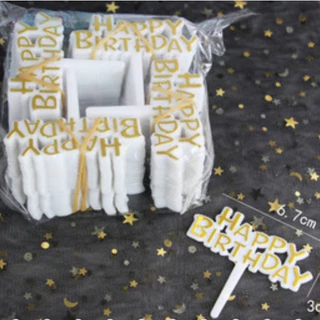 ป้ายปักเค้กพลาสติกhappy birthday 25ชิ้น/ชุด(พร้อมส่ง)