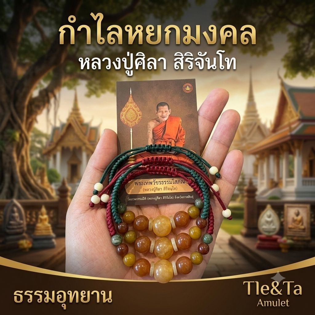 "กำไลหยกมงคล "หลวงปู่ศิลา สิริจันโท"  ธรรมอุทยาน "Tle&Ta Amulet"