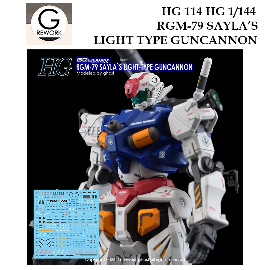 ดีคอลน้ำ [G Rework] HG114 HG 1/144 RGM 79 SAYLA'S LIGHT GUNCANNON GQUUUUUUX WATER SLIDE DECAL