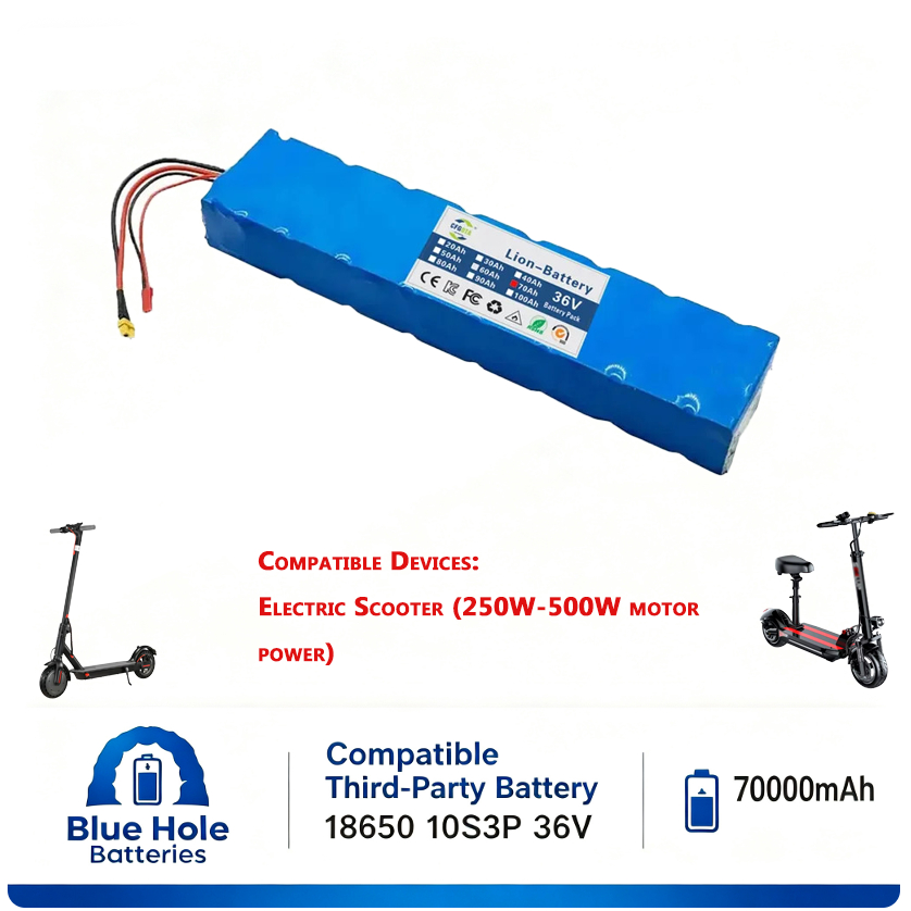 Battery 18650 10S3P 36V 70000mAh For Electric Scooter 250W-500W 1 Year Warranty Factory Direct