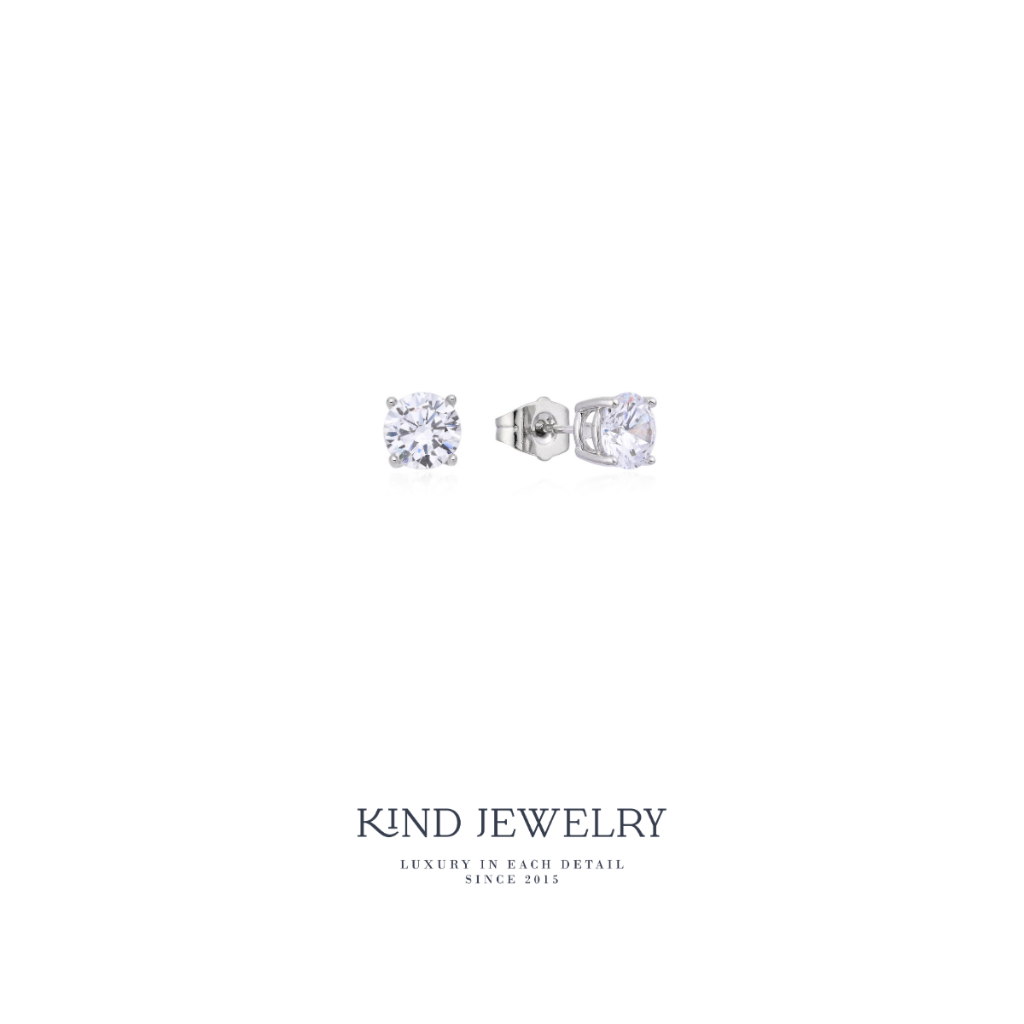 Kind Jewelry ต่างหูเพชรเม็ดเดี่ยวติดหู ขนาด 3มิล 10ตังค์ single 3mm
