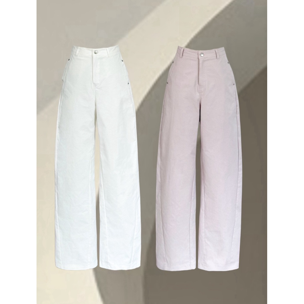 HANABRAND: Windy Pants  กางเกงทรงบาเรลล ดีไซน์โค้งหลังเก๋ๆ แต่งหมุดตรงกระเป๋า สวยไม่ซ้ำใคร