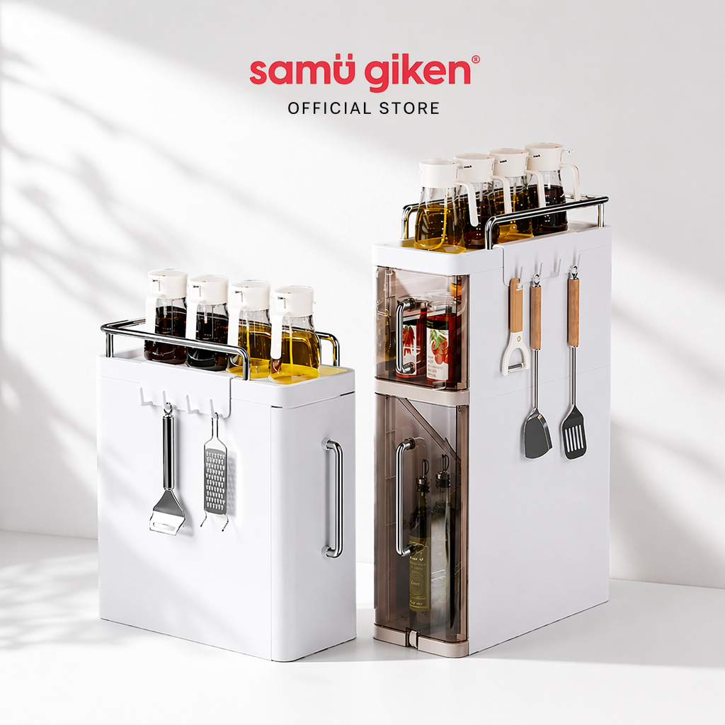 Samu Giken นวางเครื่องปรุงแบบลิ้นชัก กันสนิม กันฝุ่น ประหยัดพื้นที่ วางในครัว ดึงลื่น แข็งแรง