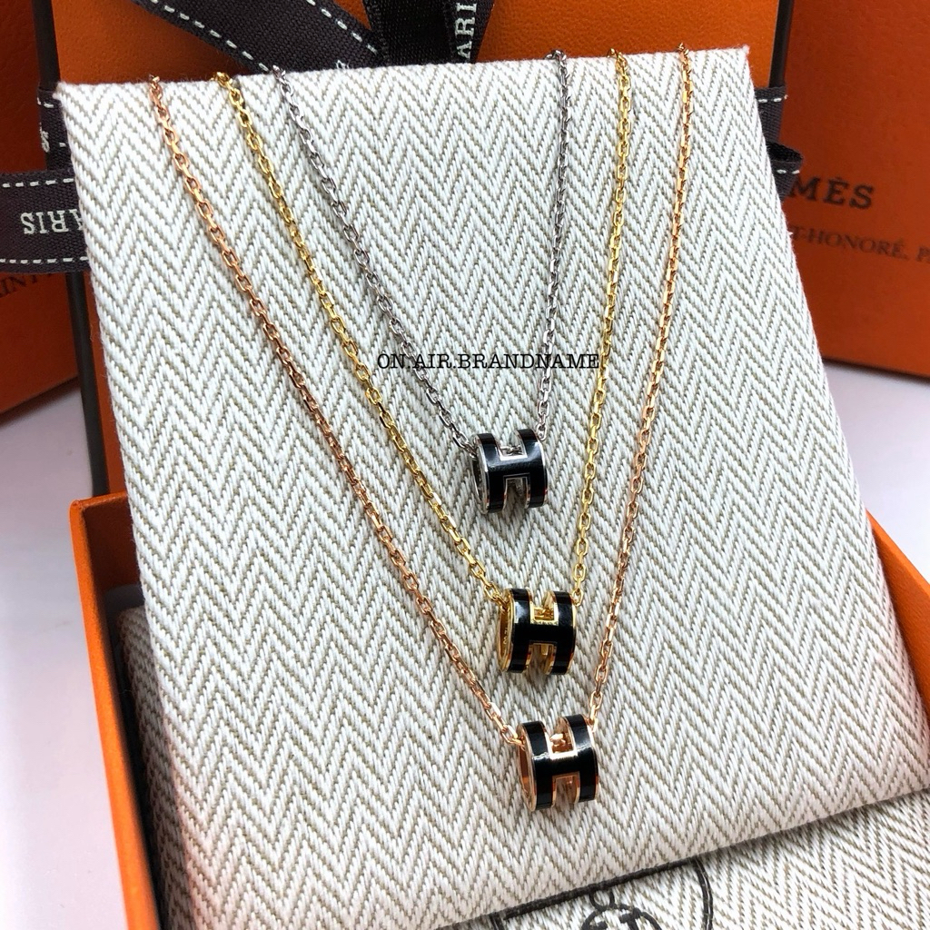 New hermes pop H mini necklace สร้อยคอ ไซส์มินิ สีดำสวยมาก