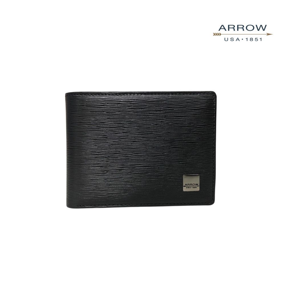 ARROW กระเป๋าสตางค์ผู้ชาย ฟังค์ชั่น 6 การ์ด (หนังวัวแท้)  สี ดำ   รุ่น MYCW158-BL