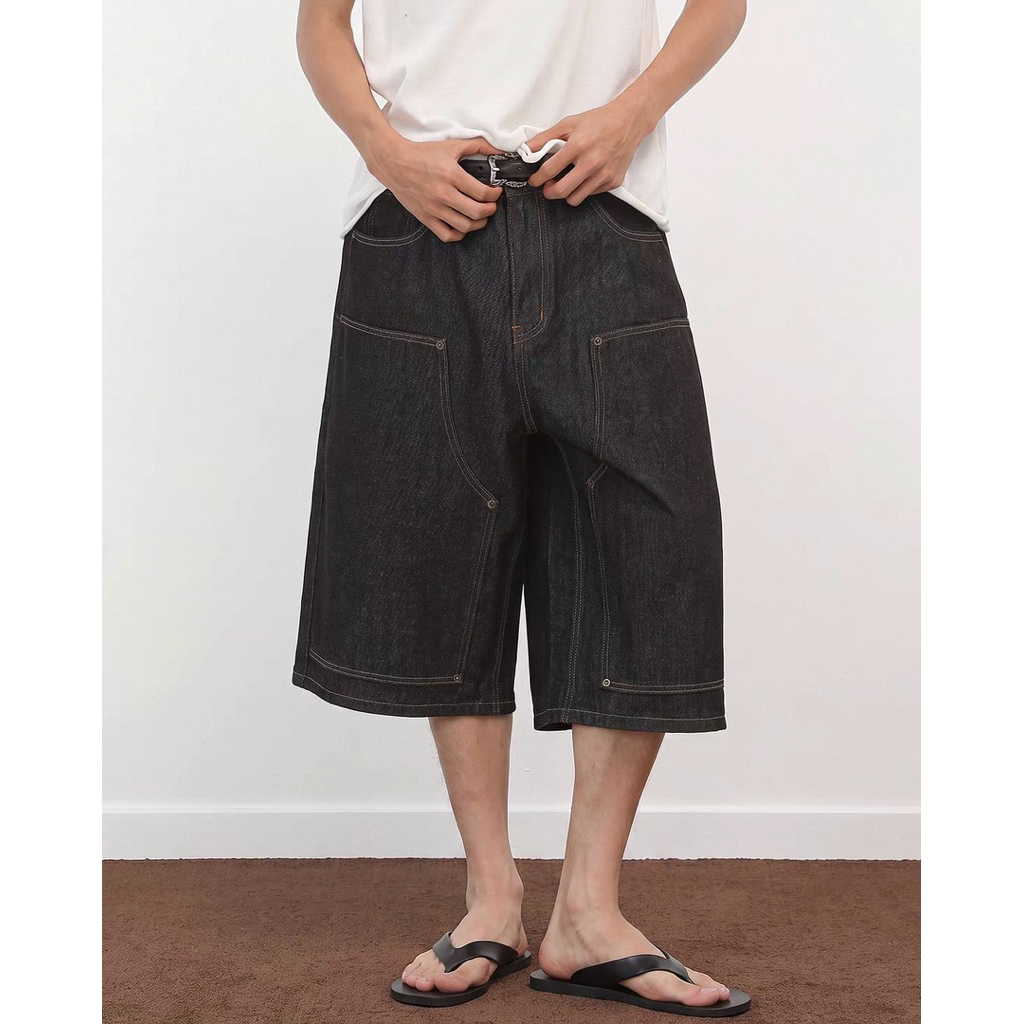 Midnight Indigo Jorts กางเกงขาสั้นยีนส์ทรงจอร์จ A8
