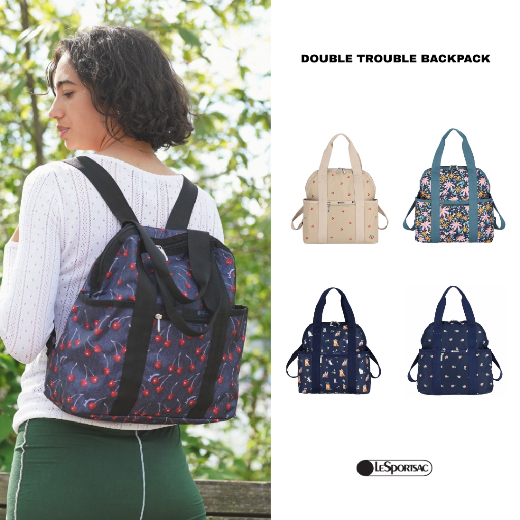 LeSportsac Double Trouble Backpack bag (Restock) กระเป๋าสะพายข้าง สะพายหลัง Style 2442