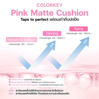 COLORKEY PINK MATTE CUSHION LONG LASTING FLAWLESS BRIGHTENING SPF50+PA++++ คุชชั่น เนือแมตต์ กันน้ำกันเหงื่อ กันแดด