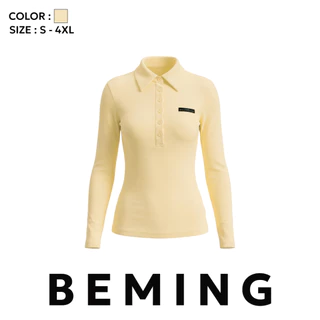 Bemingtop1238(S-4XL)-Lovi Polo - เสื้อโปโลแขนยาวทรงเข้ารูปดีไซน์เรียบกระดุมหน้า