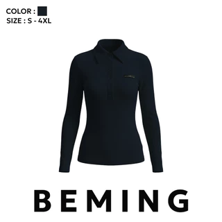 Bemingtop1238(S-4XL)-Lovi Polo - เสื้อโปโลแขนยาวทรงเข้ารูปดีไซน์เรียบกระดุมหน้า