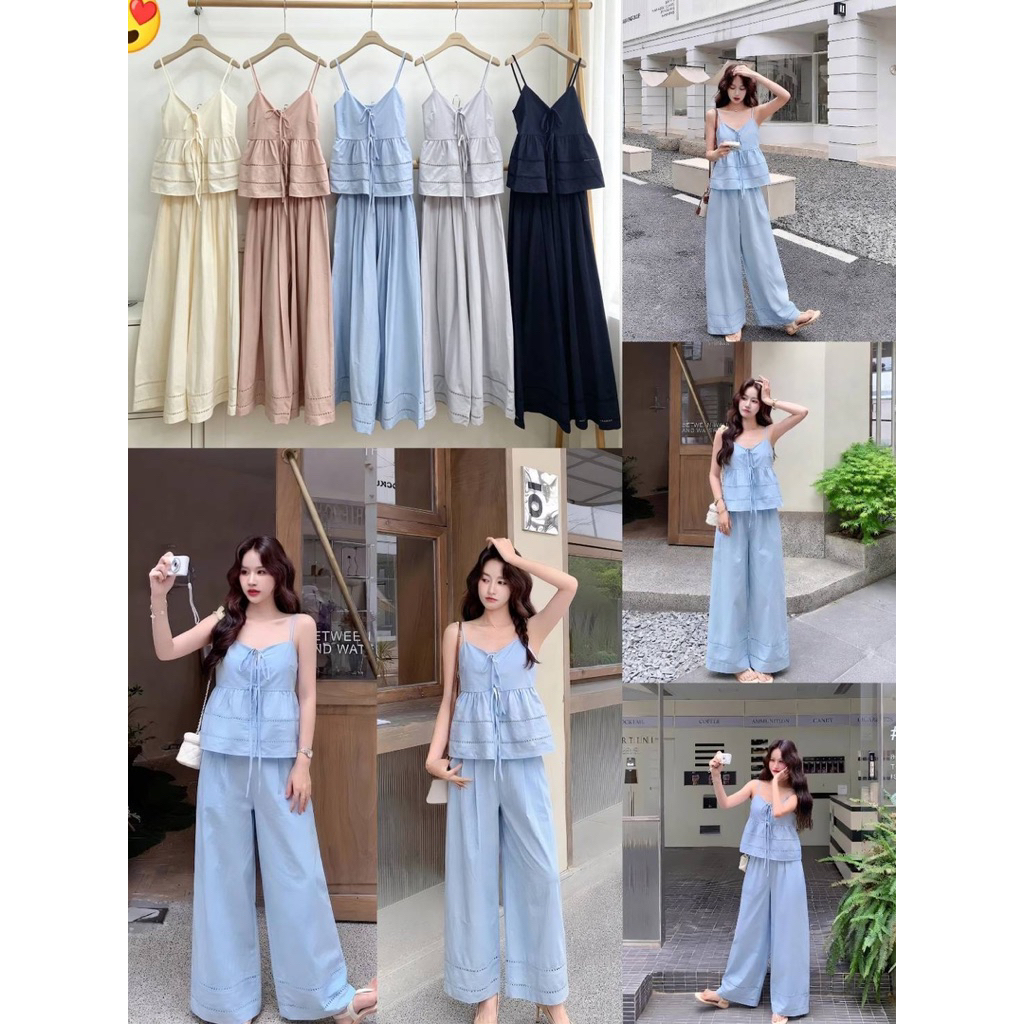 LILY งานนำเข้า งานป้าย ชุดเซ็ต 2 ชิ้น [เสื้อ+กางเกง] ผ้าเนื้อดีมาก ใส่สบาย แพทเทิ่ลน่ารักๆ ทรงใส่ได้ตลอดค่า