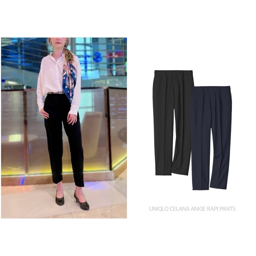 UNIQLO กางเกงทรงกระบอก ใส่ทำงาน เอวสูง  CELANA ANKIE RAPI PANTS (B3003)
