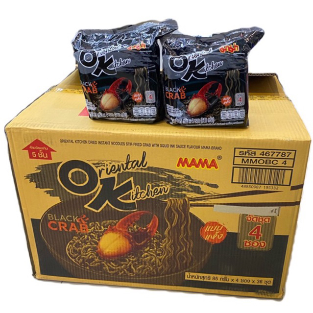 มาม่า MAMA OK Oriental Kitchen ออเรียนทัลคิตเฮน รส ปูผัดซอสหมึกดำ BLACK CRAB 85g 1 ลัง/บรรจุ 36 แพค,