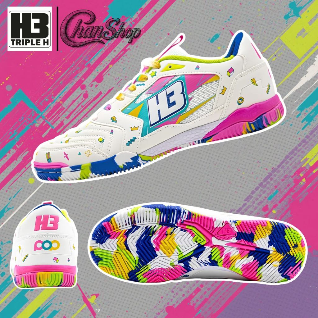 รองเท้าฟุตซอล H3 รุ่น Emotion Futsal รองเท้าฟุตบอล ผลิตจากหนังไมโครไฟเบอร์คุณภาพสูง กระชับเท้า น้ำหน
