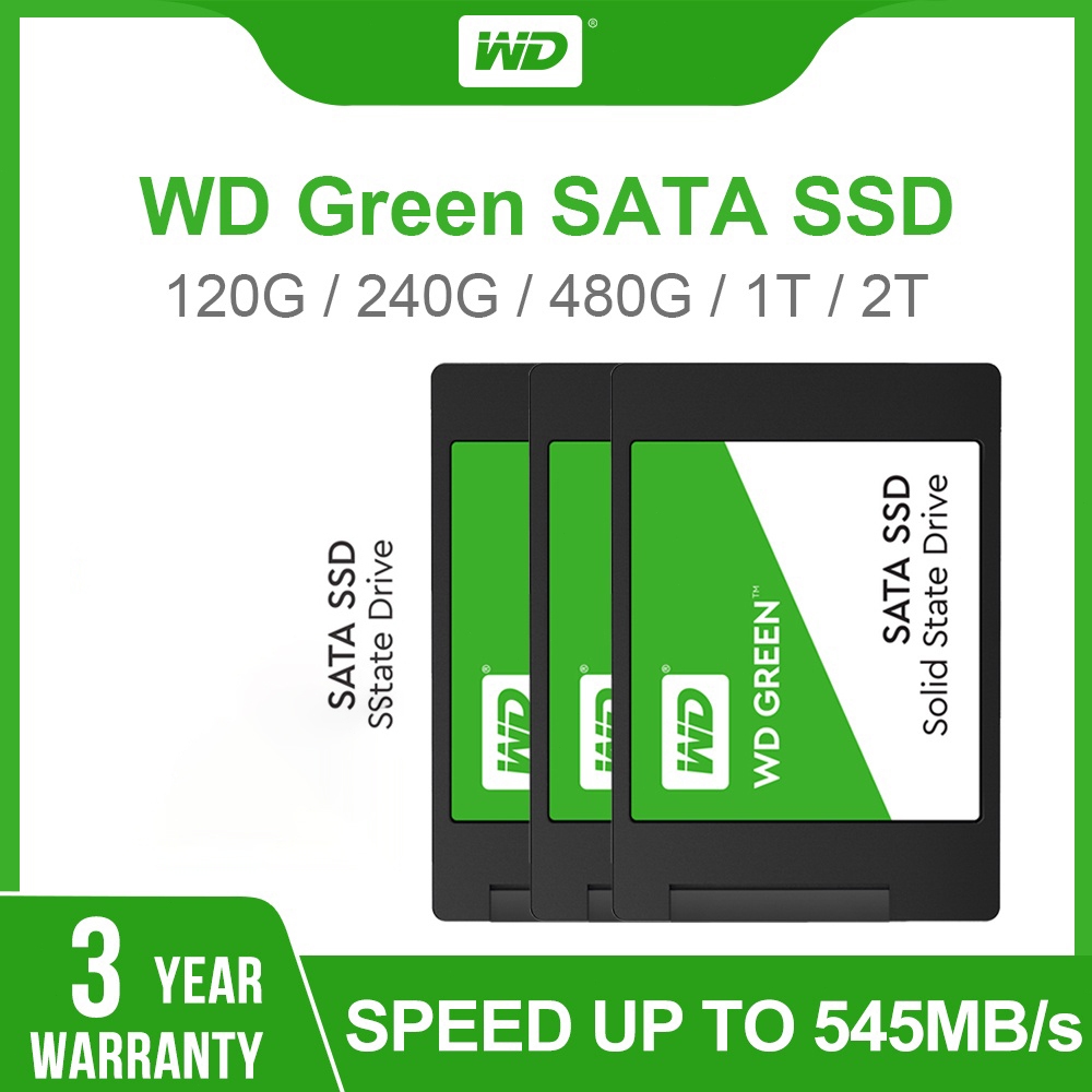 WD Green SATA SSD 120G / 240G / 480G / 960G ความเร็วสูงสุด 545MB/s SATA III 2.5” เหมาะสำหรับโน๊ตบุ๊ค