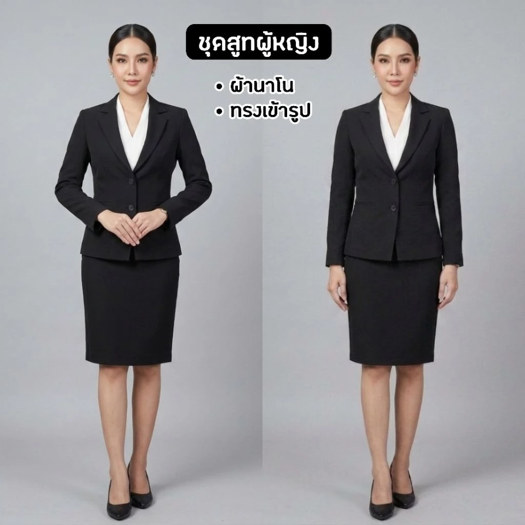 เสื้อสูททำงานผู้หญิง เสื้อสูทผู้หญิง ทรงเข้ารูป/สีดำ