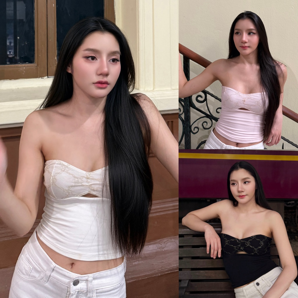 Siren top เสื้อเกาะอก(lotนี้ อกได้ไม่เกิน32) แต่งเลื่อมทอง เซ็กซี่  ผ้านิ่มใส่สบาย ดีไซน์หรูหรา เซ็กซี่ดูดีและมีสไตล์