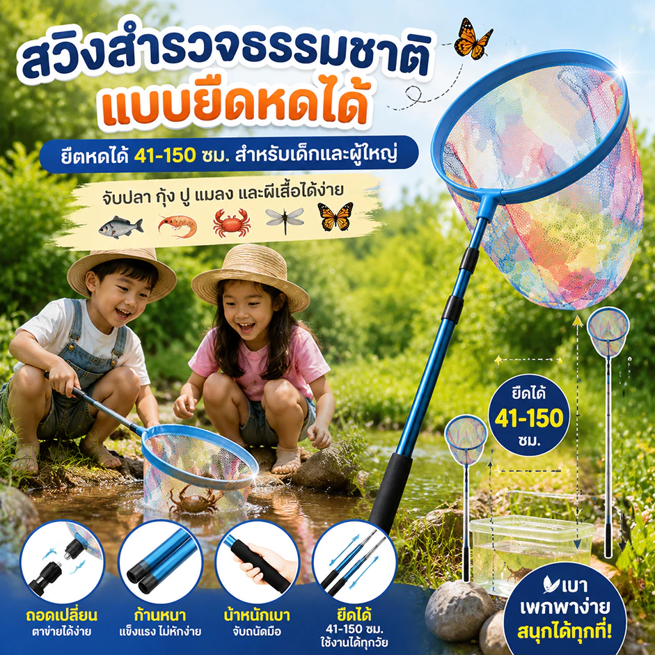 สวิงตักปลาแบบยืดหดได้ หัวสวิงตักปลา สวิง น้ำหนักเบา ทนทาน ตาข่ายตกปลาราคาพร้อมด้าม/ราคาหัวตาข่าย