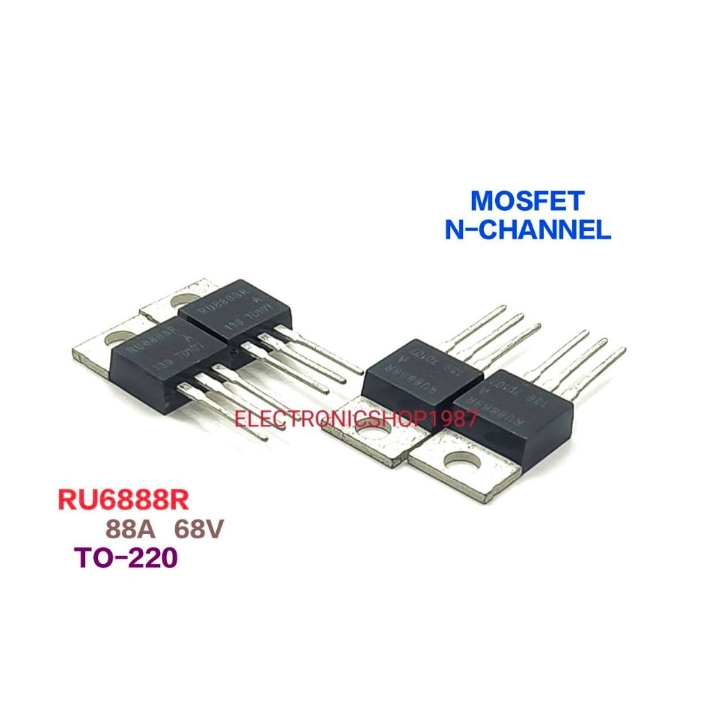 ราคา 1ตัว 👉👉 RU6888R RU6888 6888R MOSFET N-Channel TO-220 88A 68V Power Mosfet  พาวเวอร์มอสเฟต 3ขา