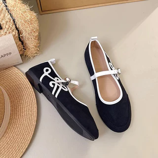 [LN3991]รองเท้า รองเท้าแมรี่เจน รองเท้าคัชชู ส้นแบน 2cm พื้นนุ่มนิ่ม ดีไซน์สายรัดส ไซส์ 36-43