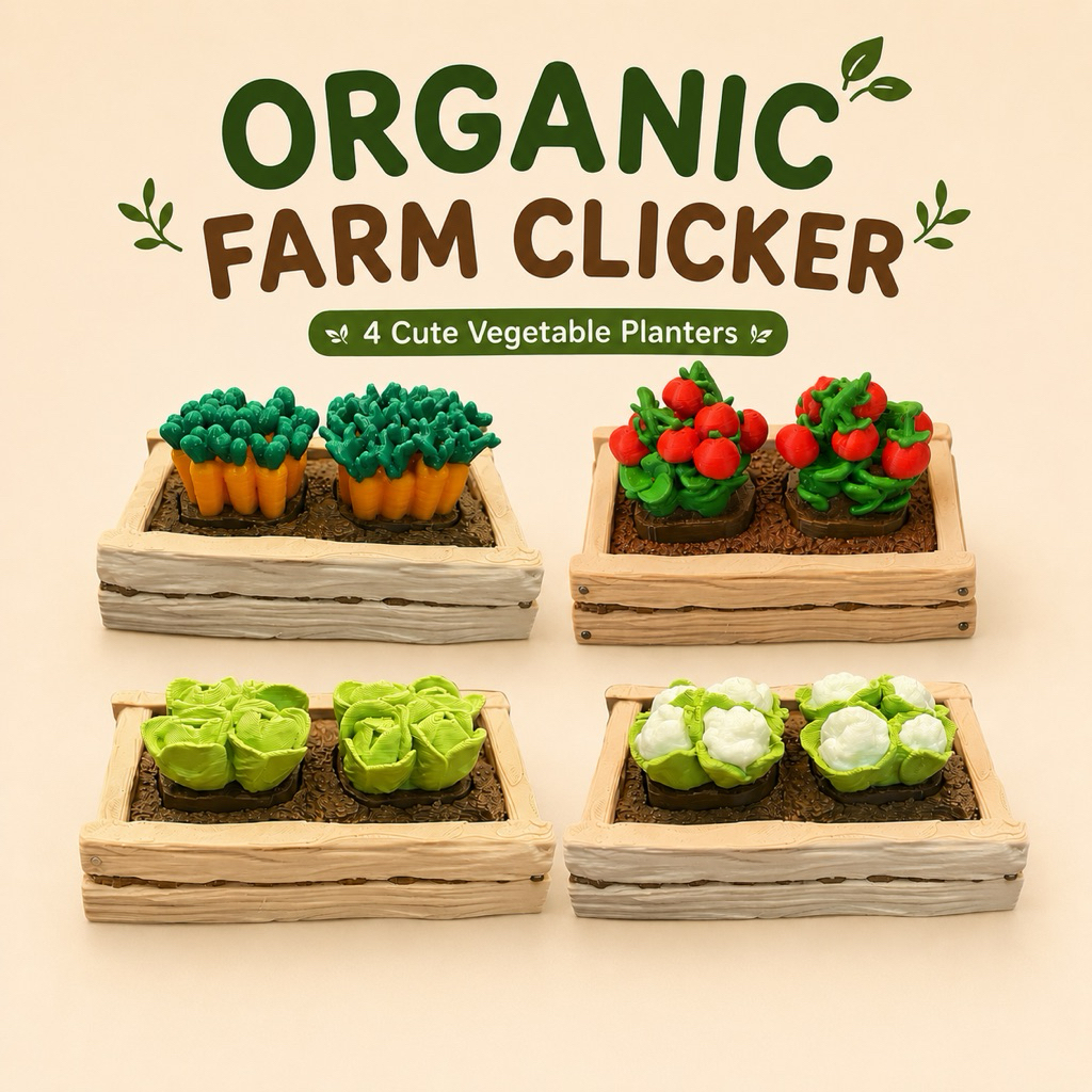พร้อมส่ง Organic Farm Clicker ของเล่นคลายเครียด 3D Print ฟาร์มผักจิ๋ว Clicker Fidget Toy ของตกแต่งบ้านตุ๊กตา/โต๊ะทำงาน