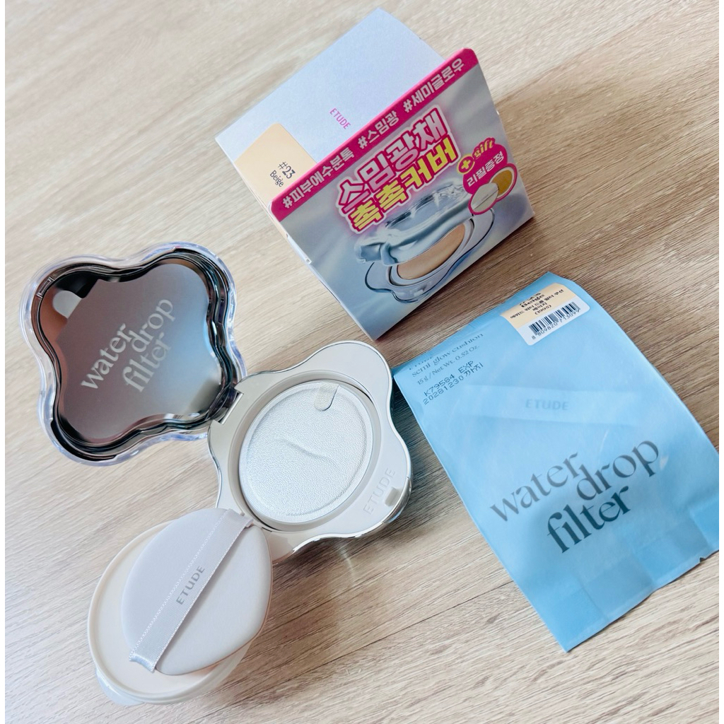 [พร้อมส่ง][ตลับ Cushion มือ2 + Refill มือ1] ส่งต่อ ETUDE Water Drop Filter คุชชั่นผิวโกลว ติดทน สี 2