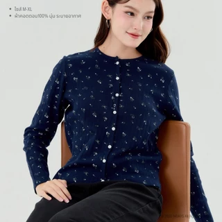 14.Days รุ่น Rosie เสื้อแขนยาว กระดุมหน้า ปักฉลุ พิมพ์ลายดอกไม้ ผ้าคอตตอน ระบายอากาศ ไม่ร้อน