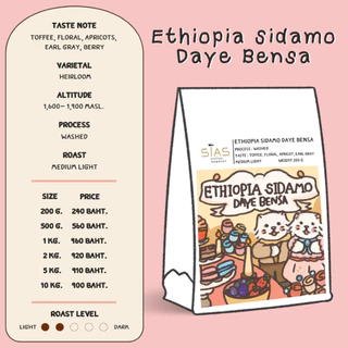 เมล็ดกาแฟคั่ว Ethiopia Sidamo Daye Bensa By Sias Koffee Roaster