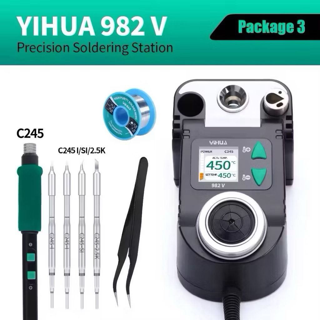 YIHUA 982-V Precision Solder Station พร้อมความร้อนอย่างรวดเร็ว Micro Fine Tip C245 หัวแร้งรีโมทคอนโท