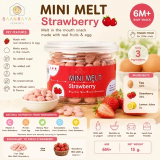 🔥Pro*ดี🔥🍓 Mini Melt ขนมเด็กละลายในปาก 6M+ ผลไม้แท้ Finger Food BLW โปรตีนจากไข่ ไม่เติมน้ำตาล เกลือ No MSG Baan Raya