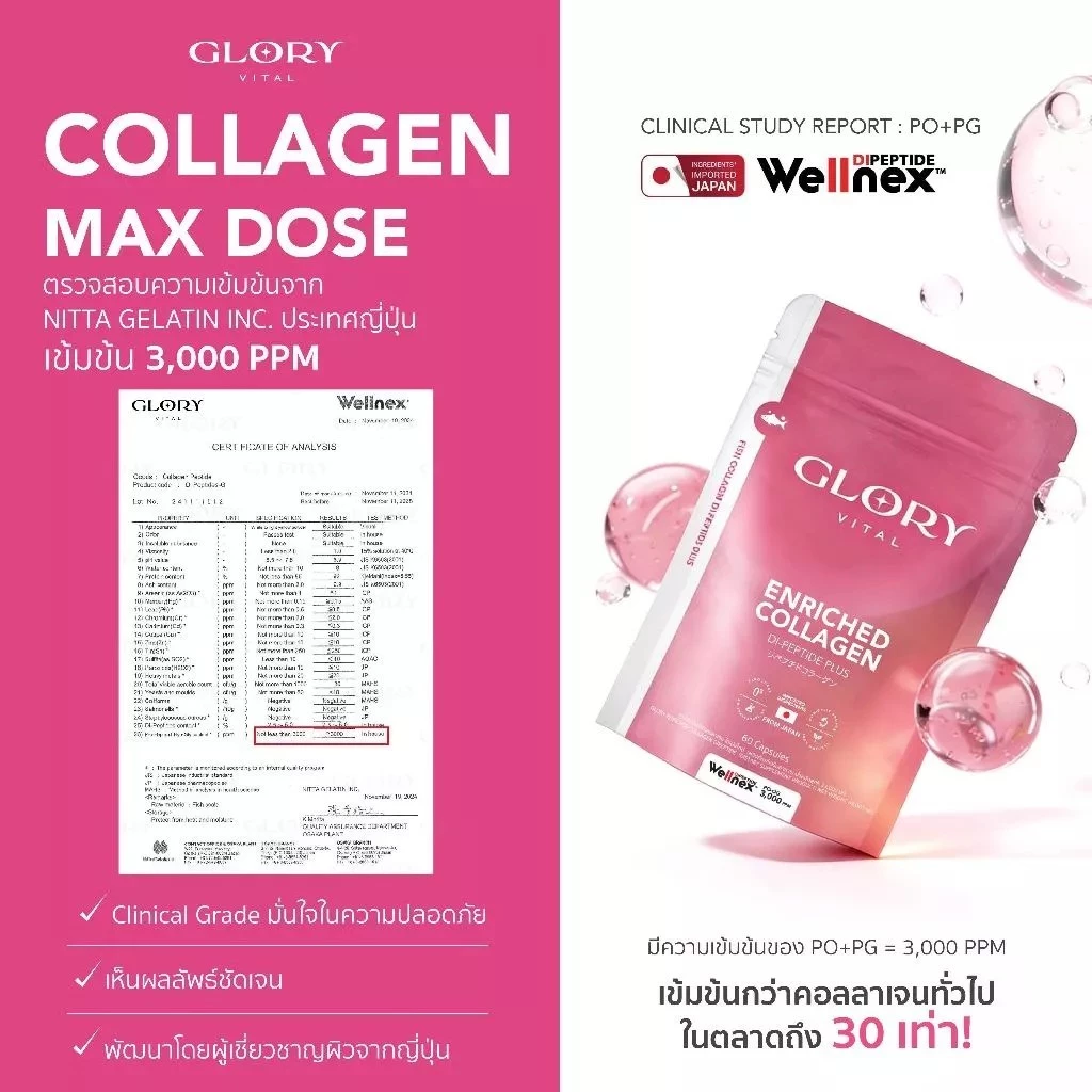 Glory Enriched Collagen กลอรี่ คอลลาเจนไดเปปไทด์ โครงสร้างเดียวกับผิว thumbnail 8