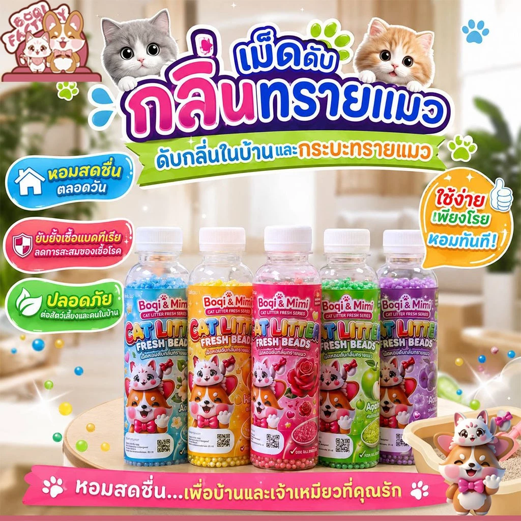 Boqi Factory 🔥ที่ดับกลิ่นอึแมว 🔥ที่ดับกลิ่นฉี่แมว ที่ระงับกลิ่น🔥 เพียงโรยใส่กะบะทรายแมวกลิ่นจะค่อยๆหาย SDHS33