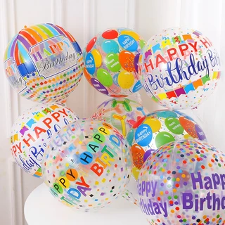 22 นิ้ว 4D ลูกโป่งใส PVC สกรีนลาย HAPPY BIRTHDAY ลูกโป่งฟอยล์ ลูกโป่งวันเกิด สําหรับตกแต่งปาร์ตี้วันเกิด