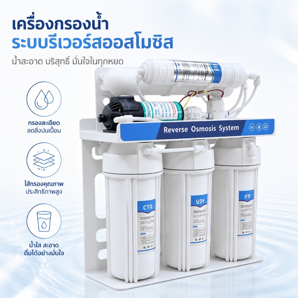 Rain [รุ่นใหม่] เครื่องกรองน้ำดื่ม 5 ขั้นตอน ระบบ RO รุ่น R1 จัดส่งฟรี