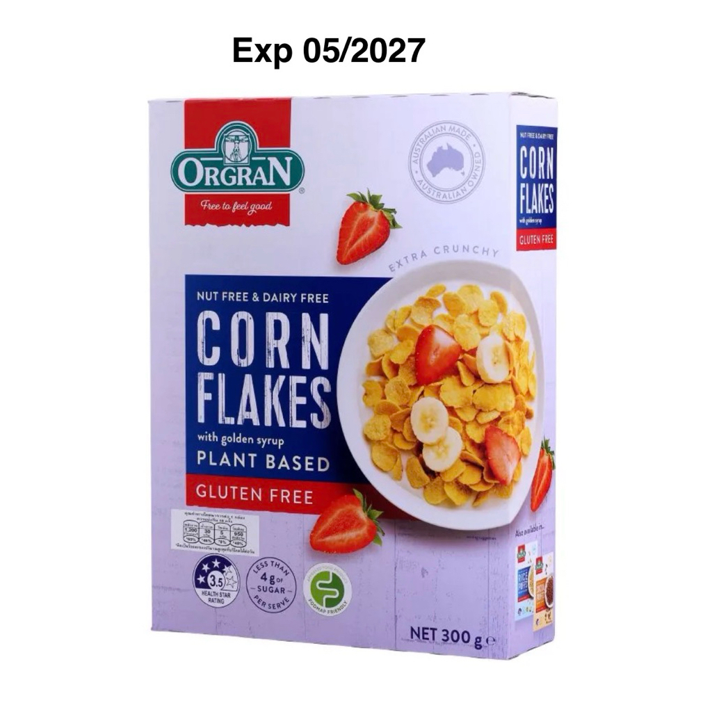 Orgran Gluten Free Cocoa Puffs Cereal/Corn Flakes Plant Based/Rice Puff Gluten Free ออร์กรานโกโก้ซีเรียล/ข้าวพอง/คอนเฟลก