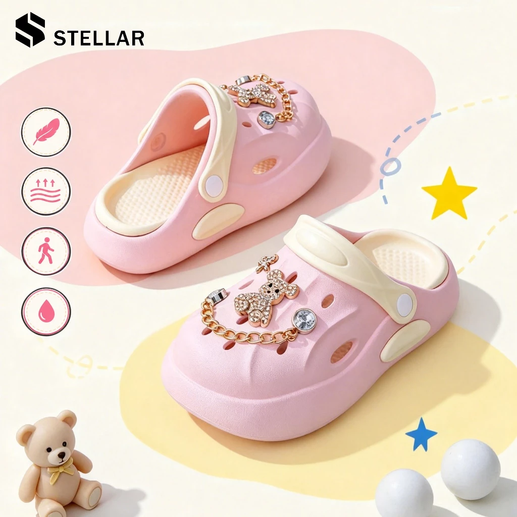 ส่งไวทันใจ✨STELLAR รองเท้าแตะเด็กผู้หญิง กันลื่น พื้นนุ่ม ทนทาน เหมาะใส่เปิดเทอม โรงเรียน ในบ้าน ห้องน้ำ