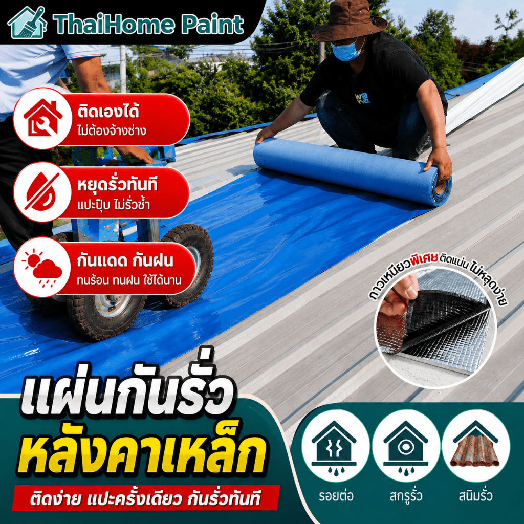 PVC แผ่นกันซึม เทปกาวกันน้ำ 100% 30cm*10m/50cm*10m หลังคารั่ว อุดรอยแตก สะท้อนความร้อน บ้าน