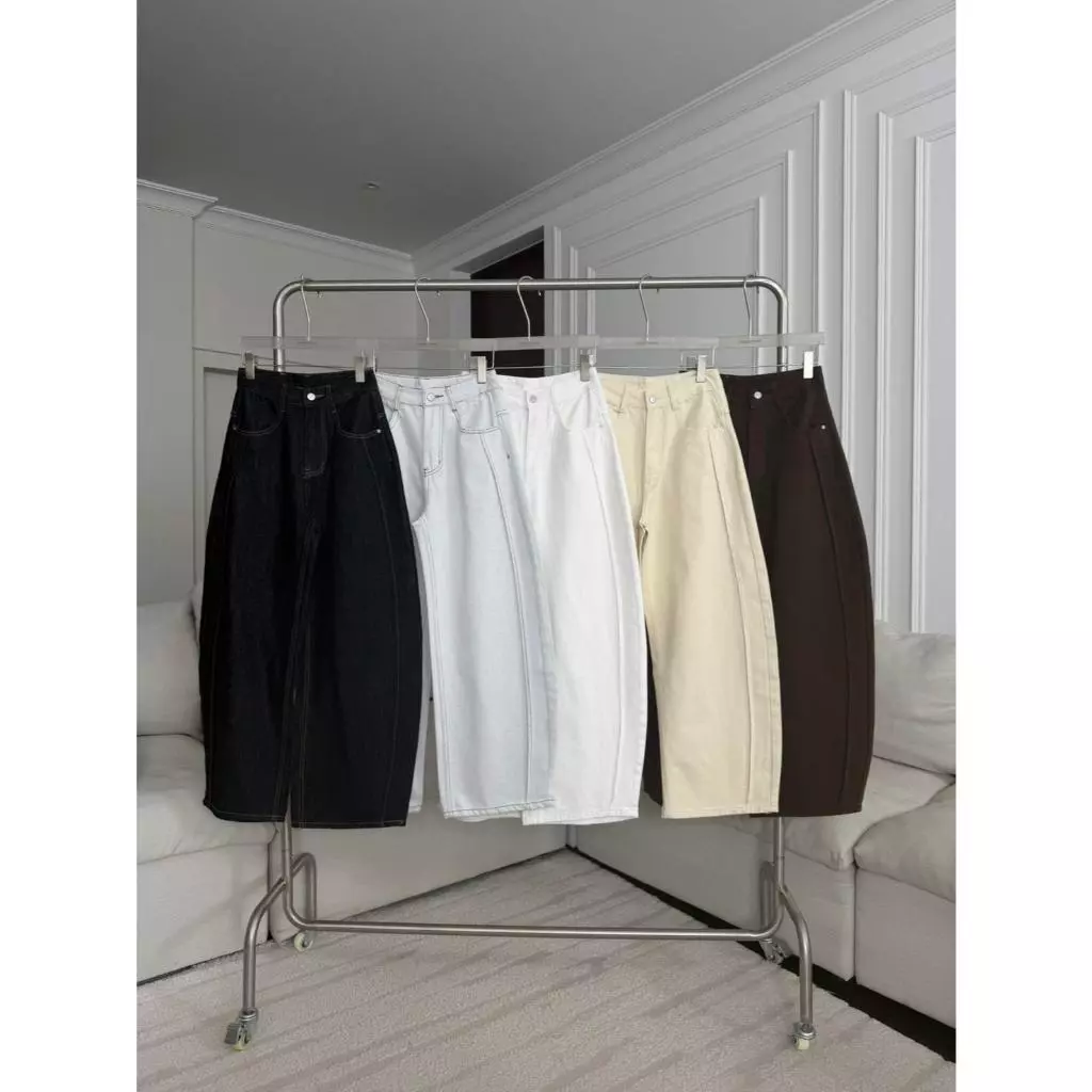 PTJ30373 Gianni Barrel Jeans กางเกงยีนส์ทรงบาเรลกระบอกใหญ่ PROMTHONG