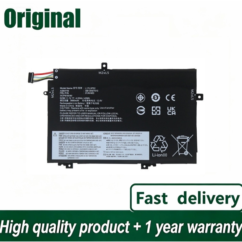 L17M3P53 11.1V แบตเตอรี่45WH สำหรับ Lenovo ThinkPad L470 L480 01AV466 L580 L590 Series L17C3P52