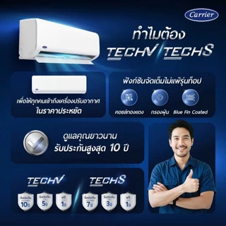 (รุ่นใหม่) CARRIER INVERTER TECH-V แอร์แคเรียร์ ระบบอินเวอร์เตอร์ ขนาด 9,000-24,000 BTU