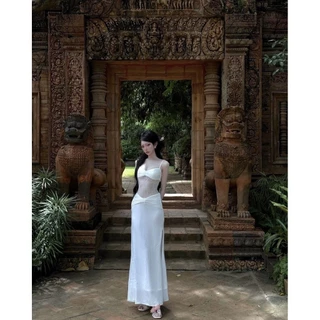 🌿🪷Verora dress🪷🌿 เดรสสายเดี่ยวสีขาวสุดละมุน ดีไซน์หรูดูแพง VR