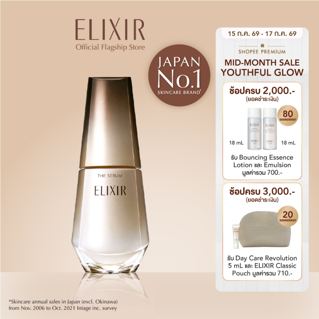 Elixir อิลิคเซอร์ เดอะ เซรั่ม 50 มล.ปลุกผิวแลดูอ่อนเยาว์เปล่งปลั่งใน 1 วัน