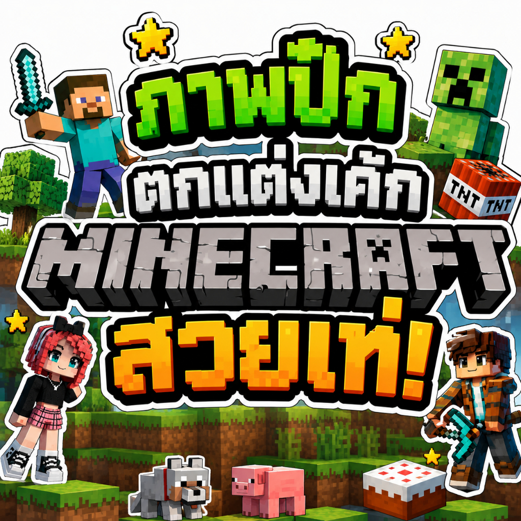 พร้อมส่ง🇹🇭 ภาพปักตกแต่งเค้ก โฟโต้ เวเฟอร์ ชูการ์ชีท Minecraft มายคราฟ ไมน์คราฟต์
