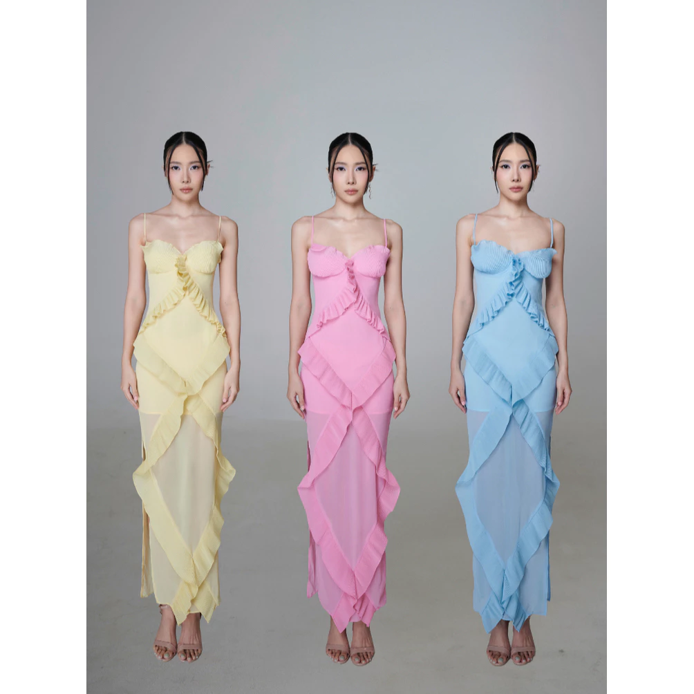 DARAN OFFICIAL- (พร้อมส่ง) JELLA RUFFLE MAXI DRESS เดรสยาว เดรสออกงาน