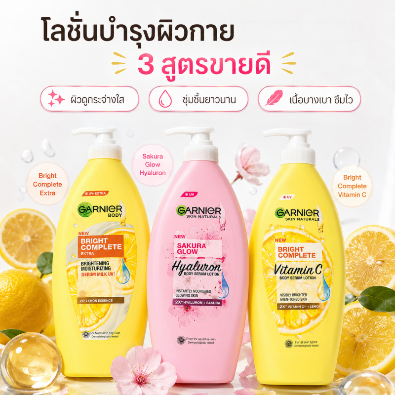 โลชั่นบำรุงผิวขาวใส เนื้อบางเบาซึมไว กลิ่นหอมมะนาวสดชื่น 400ml โลชั่นทาผิว กันแดดในตัว