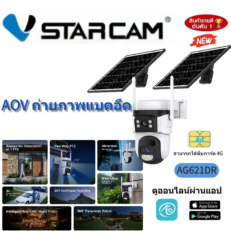 AthenEye  AOV กันน้ำ กลางแจ้ง 4G กล้องโซล่าเซลล์ ความชัดเจนสูง ไร้สาย