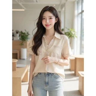 M2239 เสื้อเชิ้ตคอปกแขนสั้น ทรงเบสิคที่ทุกคนต้องมีติดตู้ ดีไซน์เรียบหรู ดูแพง ทรงสวยเป๊ะ แมทช์ง่ายกับกางเกงยีนส์ขาม้า